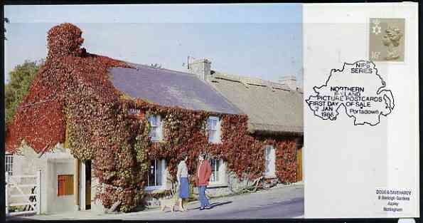 Postcard - Great Britain 1988 Lisbane Post Office postcard (NIPB 2) used with first day of sale cancel