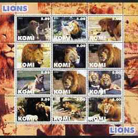 Komi Republic 2004 Lions perf sheetlet containing set of 12 values unmounted mint