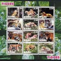 Komi Republic 2004 Tigers perf sheetlet containing set of 12 values unmounted mint