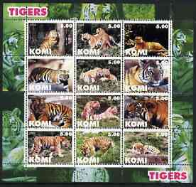 Komi Republic 2004 Tigers perf sheetlet containing set of 12 values unmounted mint