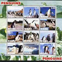 Komi Republic 2004 Penguins perf sheetlet containing set of 12 values unmounted mint