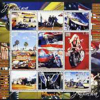 Touva 2004 Motorcycles - Harley Fine Art perf sheetlet #1 containing set of 12 values unmounted mint