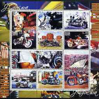 Touva 2004 Motorcycles - Harley Fine Art perf sheetlet #2 containing set of 12 values unmounted mint
