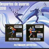 Guinea - Bissau 2010 Winter Olympic Sports - Figure Skating perf sheetlet containing 2 values in gold unmounted mint