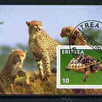 Eritrea 2001 Tortoise & Cheetahs imperf souvenir sheet (with Rotary Logo) fine cto used
