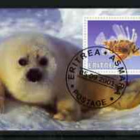 Eritrea 2001 Fish & Seal imperf souvenir sheet (with Rotary Logo) fine cto used