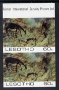 Lesotho 1983 Hunters attacking Reedbuck (Rock Paintings) 60s value imperf pair unmounted mint (SG 542)