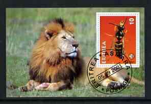 Eritrea 2001 Wasp & Lion imperf souvenir sheet (with Scout Logo) fine cto used