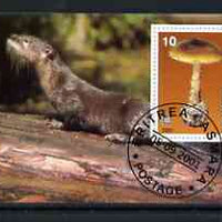 Eritrea 2001 Mushroom & Otter imperf souvenir sheet (with Rotary Logo) fine cto used