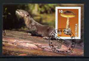Eritrea 2001 Mushroom & Otter imperf souvenir sheet (with Rotary Logo) fine cto used