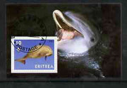 Eritrea 2001 Manatee & Dolphin imperf souvenir sheet (with Scout Logo) fine cto used