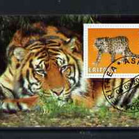 Eritrea 2001 Leopard & Tiger imperf souvenir sheet (with Scout Logo) fine cto used