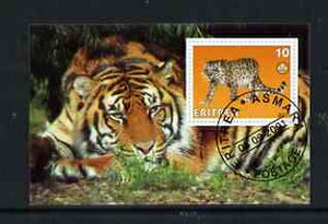Eritrea 2001 Leopard & Tiger imperf souvenir sheet (with Scout Logo) fine cto used