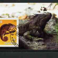 Eritrea 2001 Chameleon & Frilled Dragon imperf souvenir sheet (with Scout Logo) fine cto used
