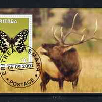 Eritrea 2001 Butterfly & Deer imperf souvenir sheet (with Scout Logo) fine cto used
