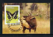 Eritrea 2001 Butterfly & Deer imperf souvenir sheet (with Scout Logo) fine cto used