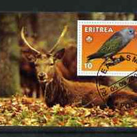 Eritrea 2001 Parrot & Deer imperf souvenir sheet (with Scout Logo) fine cto used