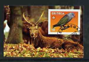 Eritrea 2001 Parrot & Deer imperf souvenir sheet (with Scout Logo) fine cto used