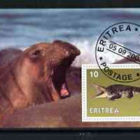 Eritrea 2001 Seal & Crocodile imperf souvenir sheet (with Scout Logo) fine cto used