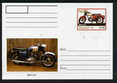 Marij El Republic 1999 Motorcycles postal stationery card No.05 from a series of 16 showing BSA D7 & C15, unused and pristine