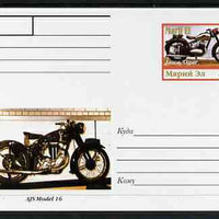 Marij El Republic 1999 Motorcycles postal stationery card No.06 from a series of 16 showing Jawa & AJS, unused and pristine