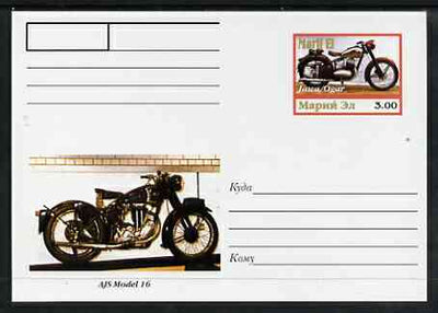 Marij El Republic 1999 Motorcycles postal stationery card No.06 from a series of 16 showing Jawa & AJS, unused and pristine