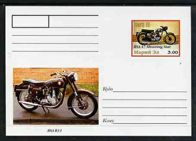 Marij El Republic 1999 Motorcycles postal stationery card No.08 from a series of 16 showing BSA A7 & B31, unused and pristine