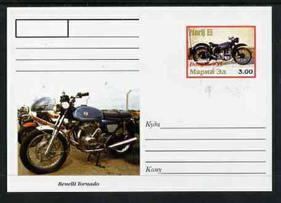 Marij El Republic 1999 Motorcycles postal stationery card No.11 from a series of 16 showing Douglas & Benelli, unused and pristine