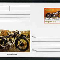 Marij El Republic 1999 Motorcycles postal stationery card No.16 from a series of 16 showing Douglas OHV & Ariel A, unused and pristine