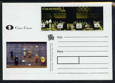 Turkmenistan 1999 Chess Classic postal stationery card No.2 from a series of 6 showing Contestants at play (long stamp) unused and pristine