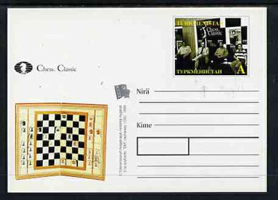Turkmenistan 1999 Chess Classic postal stationery card No.3 from a series of 6 showing Four players, unused and pristine