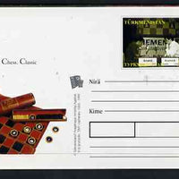 Turkmenistan 1999 Chess Classic postal stationery card No.5 from a series of 6 showing Anand & Kramnik, unused and pristine