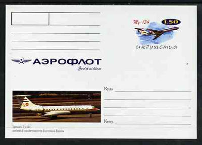 Ingushetia Republic 1999 Aeroflot Soviet Airlines postal stationery card No.06 from a series of 16 showing My-134, unused and pristine