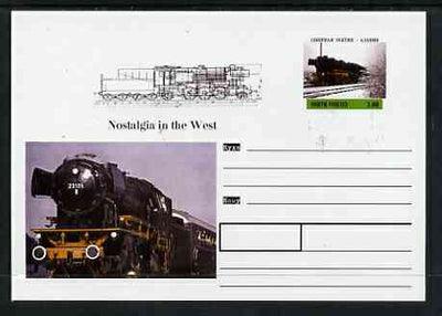 North Ossetia Republic 1999 Steam Locomotives #1 postal stationery card unused and pristine