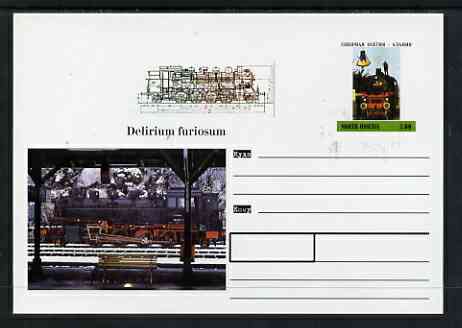 North Ossetia Republic 1999 Steam Locomotives #3 postal stationery card unused and pristine
