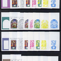 Nauru 1975 Stained Glass Windows Christmas set of 4 each x 8 imperf progressive proofs comprising the five individual colours plus three combination composites, scarce (32 proofs)