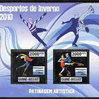 Guinea - Bissau 2010 Winter Olympic Sports - Figure Skating perf sheetlet containing 2 values in silver unmounted mint