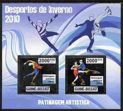 Guinea - Bissau 2010 Winter Olympic Sports - Figure Skating perf sheetlet containing 2 values in silver unmounted mint