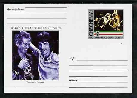 Chechenia 1999 Great People of the 20th Century #2 postal stationery card unused and pristine showing Keith Richards & Mick Jagger