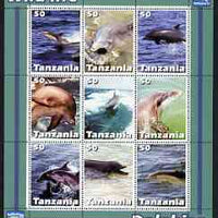 Tanzania 2003 Wild Life - Dolphins perf sheetlet containing set of 9 values unmounted mint