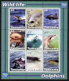 Tanzania 2003 Wild Life - Dolphins perf sheetlet containing set of 9 values unmounted mint