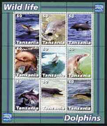 Tanzania 2003 Wild Life - Dolphins perf sheetlet containing set of 9 values unmounted mint