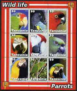 Tanzania 2003 Wild Life - Parrots perf sheetlet containing set of 9 values unmounted mint