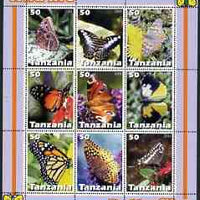Tanzania 2003 Wild Life - Butterflies perf sheetlet containing set of 9 values unmounted mint