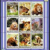 Tanzania 2003 Wild Life - Lions perf sheetlet containing set of 9 values unmounted mint