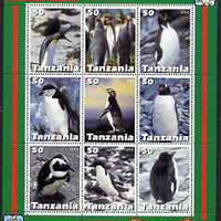 Tanzania 2003 Wild Life - Penguins perf sheetlet containing set of 9 values unmounted mint