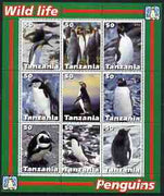Tanzania 2003 Wild Life - Penguins perf sheetlet containing set of 9 values unmounted mint