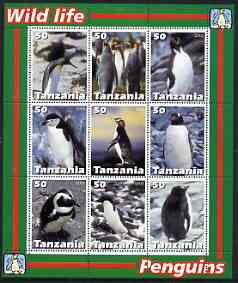 Tanzania 2003 Wild Life - Penguins perf sheetlet containing set of 9 values unmounted mint