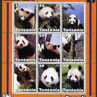 Tanzania 2003 Wild Life - Pandas perf sheetlet containing set of 9 values unmounted mint