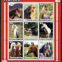 Tanzania 2003 Horses perf sheetlet containing set of 9 values unmounted mint